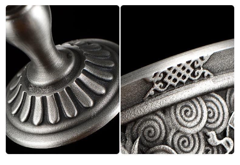 Tibetan Pewter Offering Bowl with 8 Auspicious Symbols, Buddhist Altar Ritual Cup, Footed Holy Water Chalice, Spiritual Meditation Decor