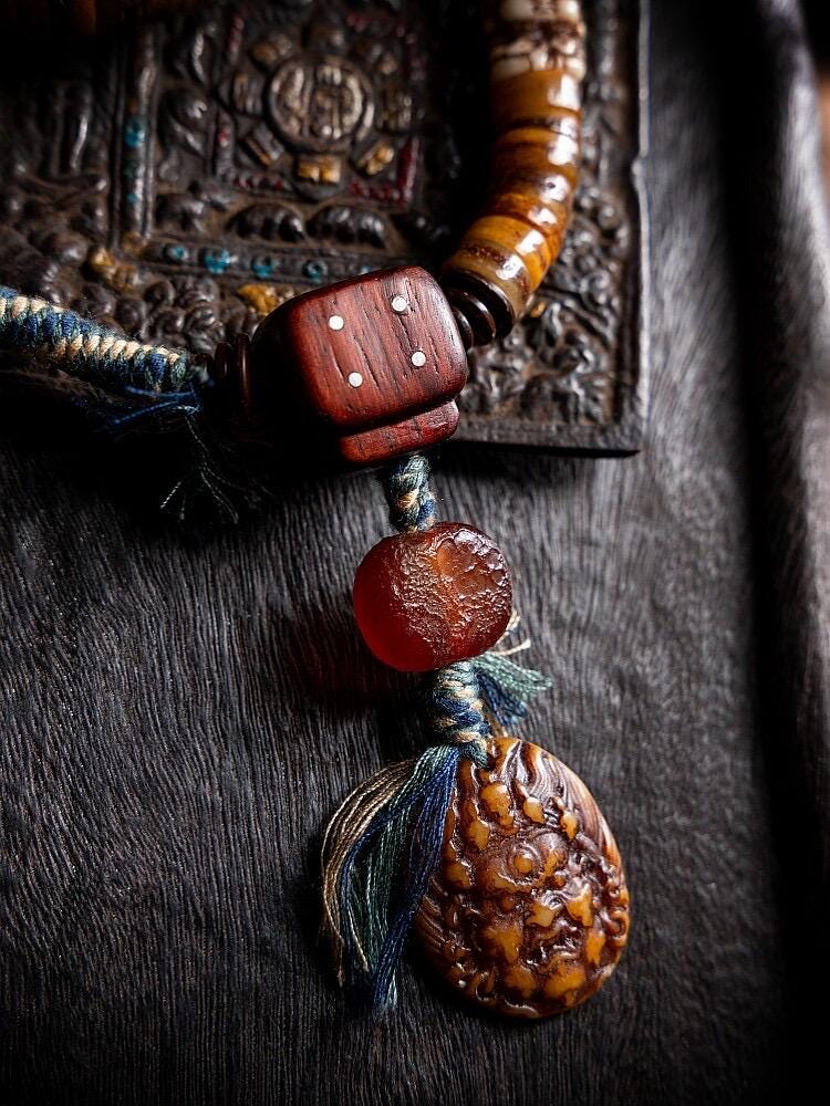 Tibetan Yak Bone Mala 108 Prayer Beads Antique Buddhist Rosary Vintage Yak Bone Bracelet Meditation Mala Healing Spirit Beads Boho