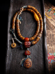 Tibetan Yak Bone Mala 108 Prayer Beads Antique Buddhist Rosary Vintage Yak Bone Bracelet Meditation Mala Healing Spirit Beads Boho