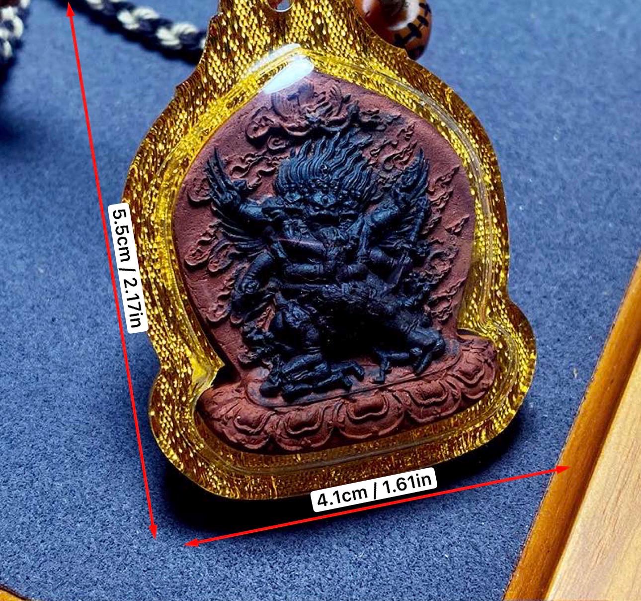 Vajrakilaya Thangka Pendant, Multi Color Splice Medicine Clay Tsa Tsa Necklace, Tibetan Buddhist Amulet Gau Box, Phurba Talisman Jewelry