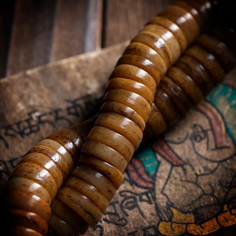 Tibetan Yak Bone Mala 108 Prayer Beads Antique Buddhist Rosary Vintage Yak Bone Bracelet Meditation Mala Healing Spirit Beads Boho