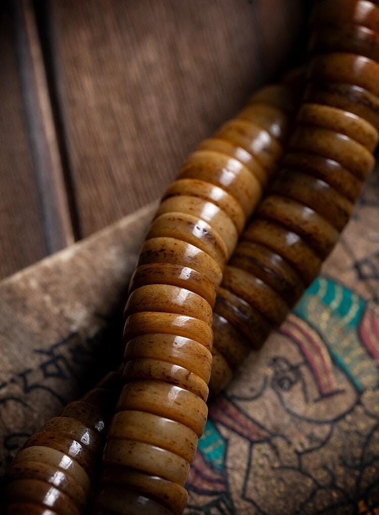 Tibetan Yak Bone Mala 108 Prayer Beads Antique Buddhist Rosary Vintage Yak Bone Bracelet Meditation Mala Healing Spirit Beads Boho