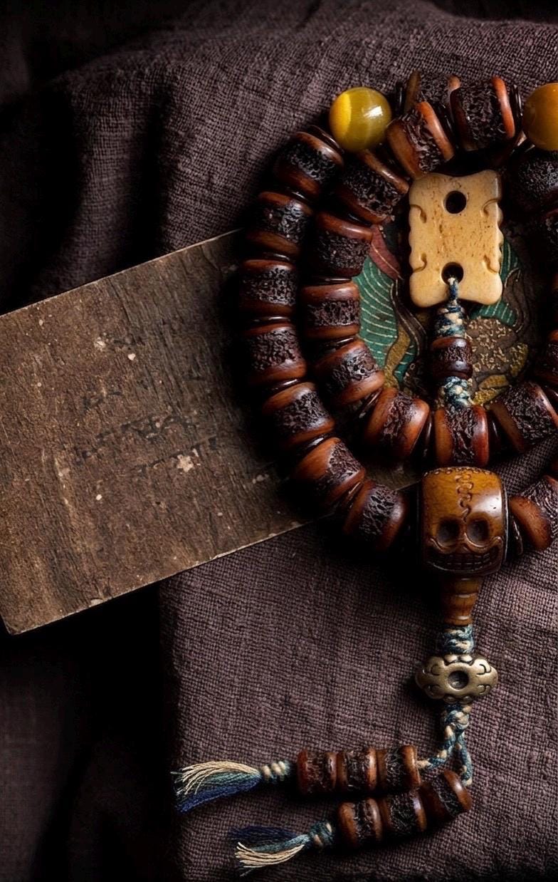 Genuine Tibetan Yak Bone Mala Bracelet for Men, Vintage Double Loop Bead Bracelet, Buddhist Prayer Beads, Unique Gift for Him