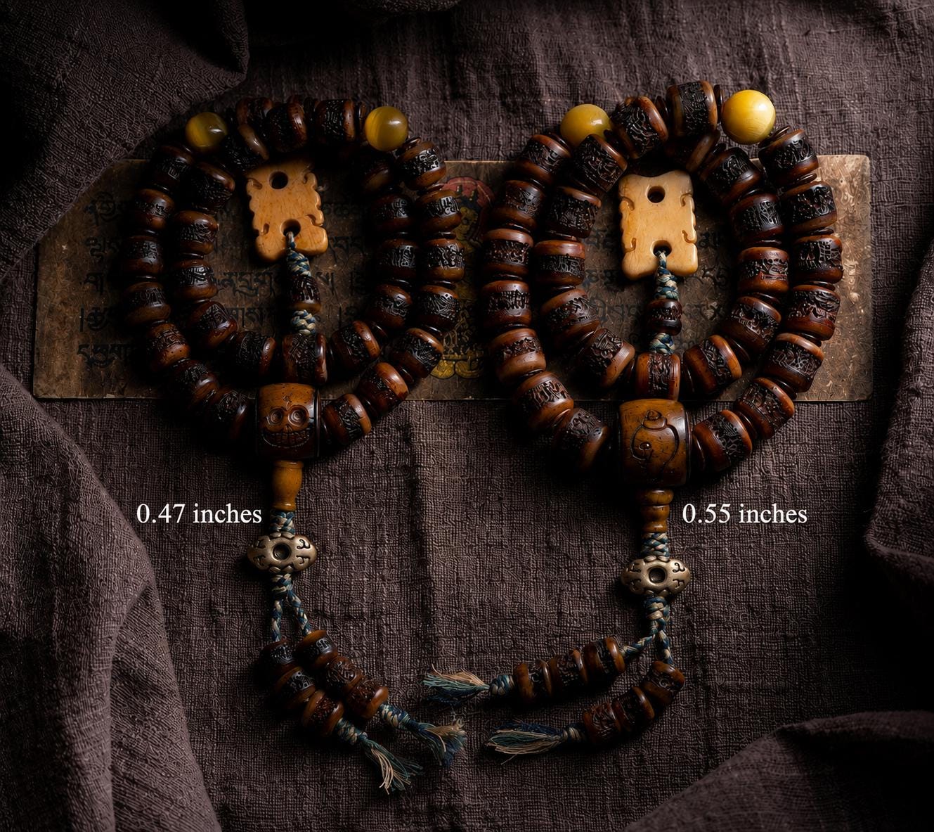 Genuine Tibetan Yak Bone Mala Bracelet for Men, Vintage Double Loop Bead Bracelet, Buddhist Prayer Beads, Unique Gift for Him