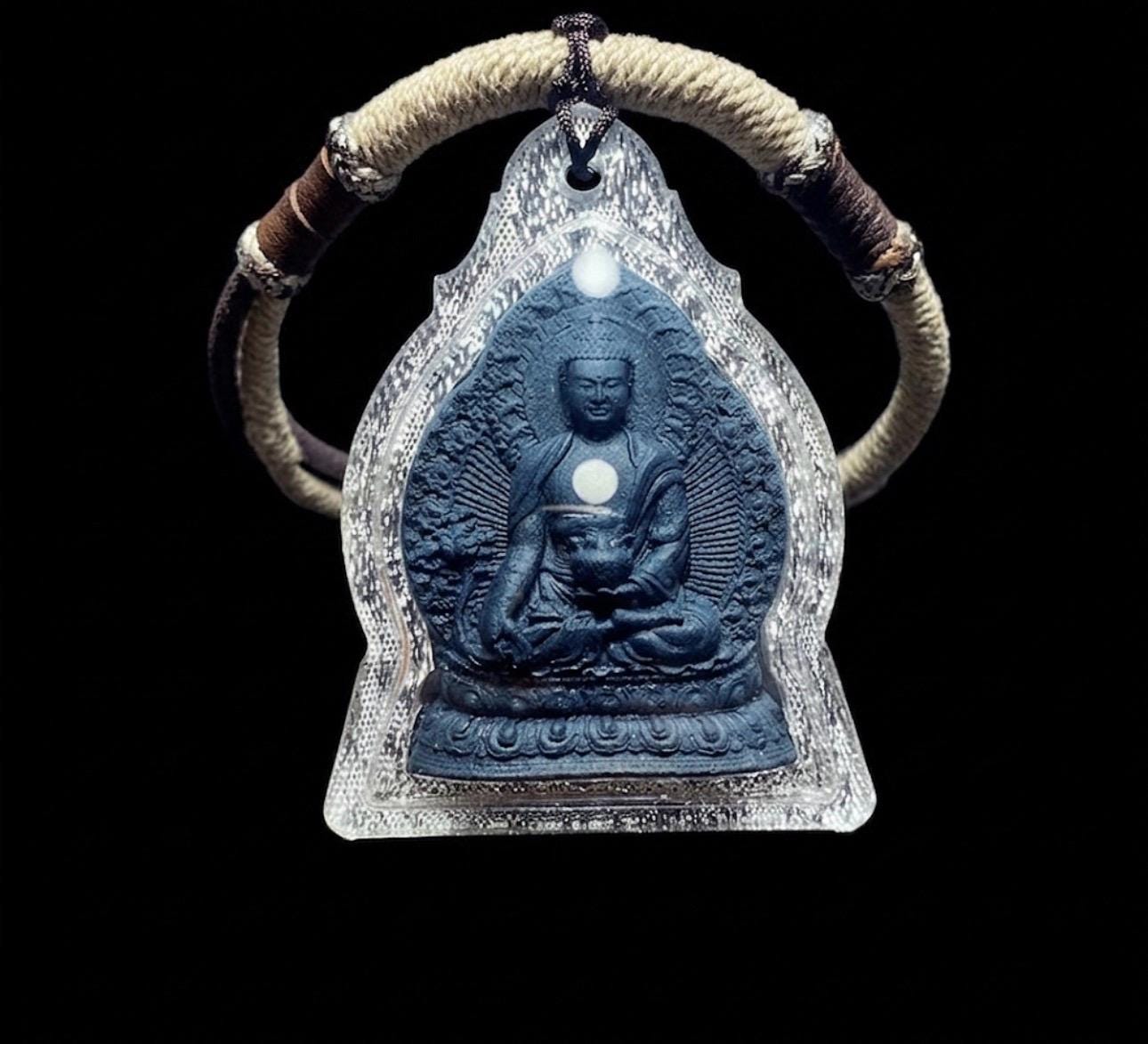 Medicine Buddha Thangka Pendant, Tibetan Medicine Tsa Tsa Ghau Box Necklace, Buddhist Protection Amulet, Vintage Himalayan Spiritual Jewelry