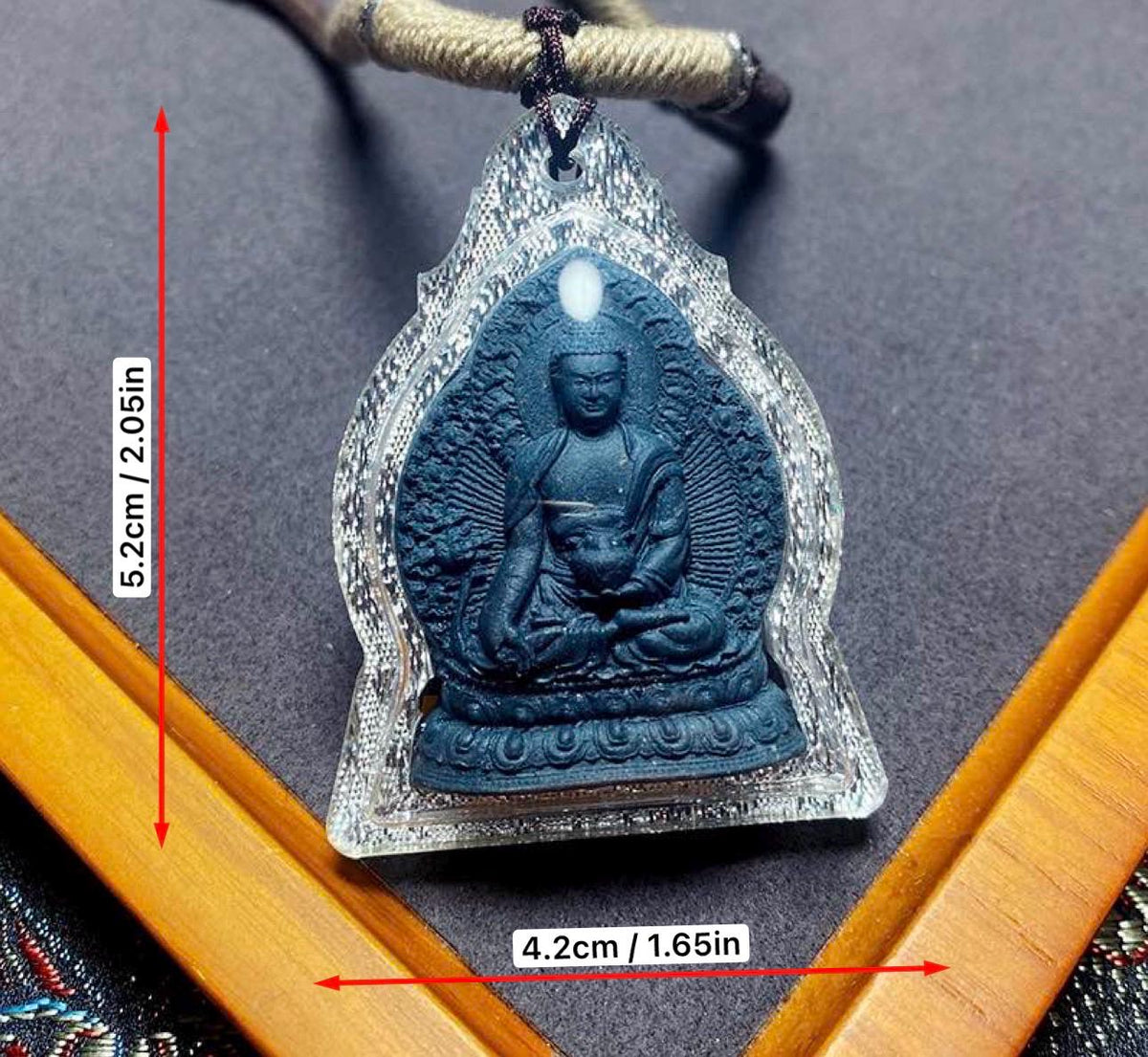 Medicine Buddha Thangka Pendant, Tibetan Medicine Tsa Tsa Ghau Box Necklace, Buddhist Protection Amulet, Vintage Himalayan Spiritual Jewelry
