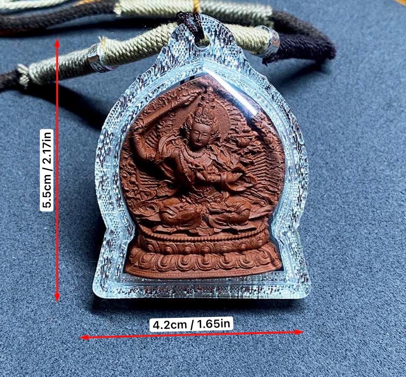 Medicinal Tsa Tsa Manjushri Pendant, Tibetan Antique Gau Box Necklace, Sacred Buddhist Amulet, Wisdom Bodhisattva Talisman, Spiritual Gift
