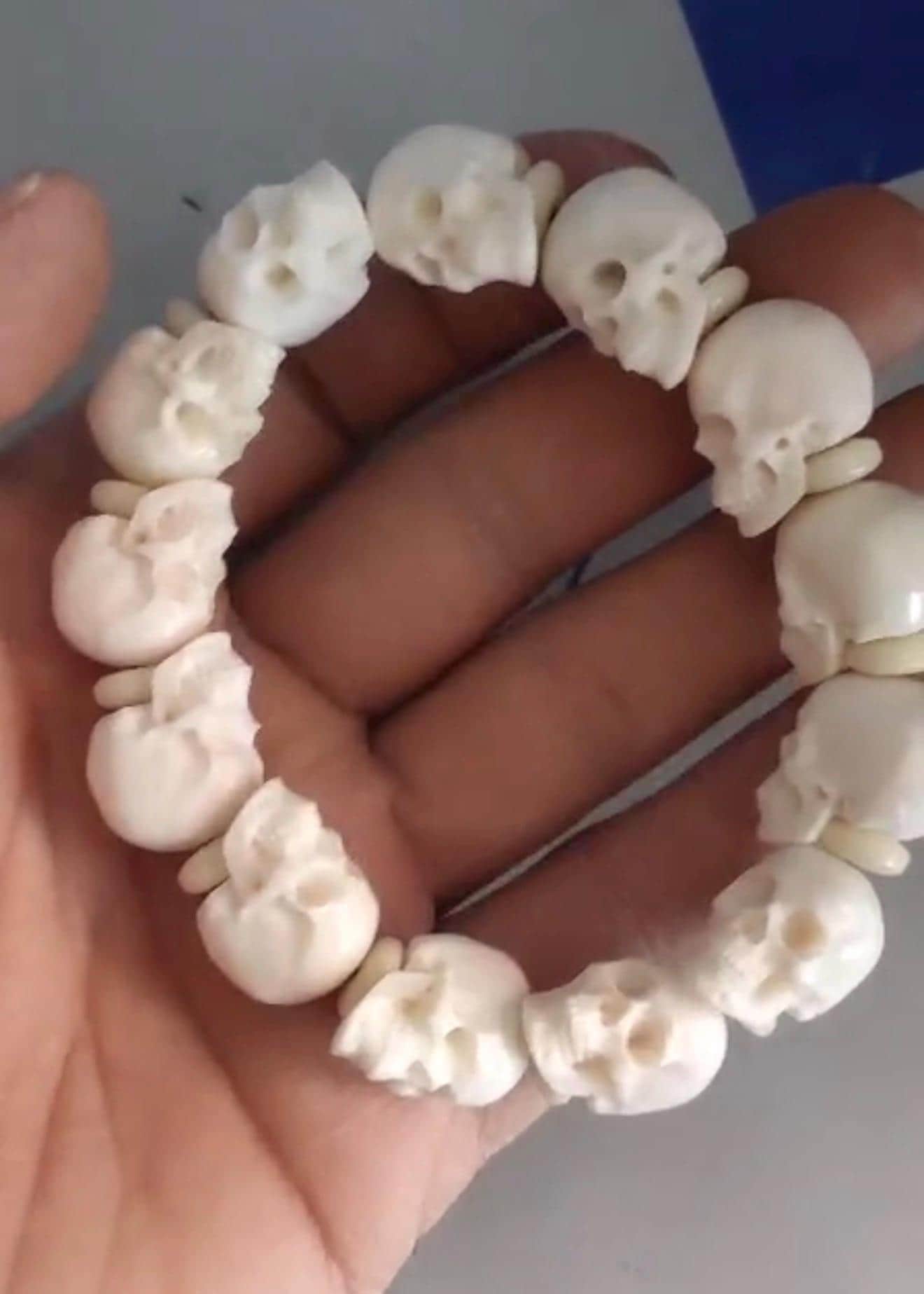 Handcrafted Tibetan Skull Mala Bracelet Camel Bone Amulet Beads