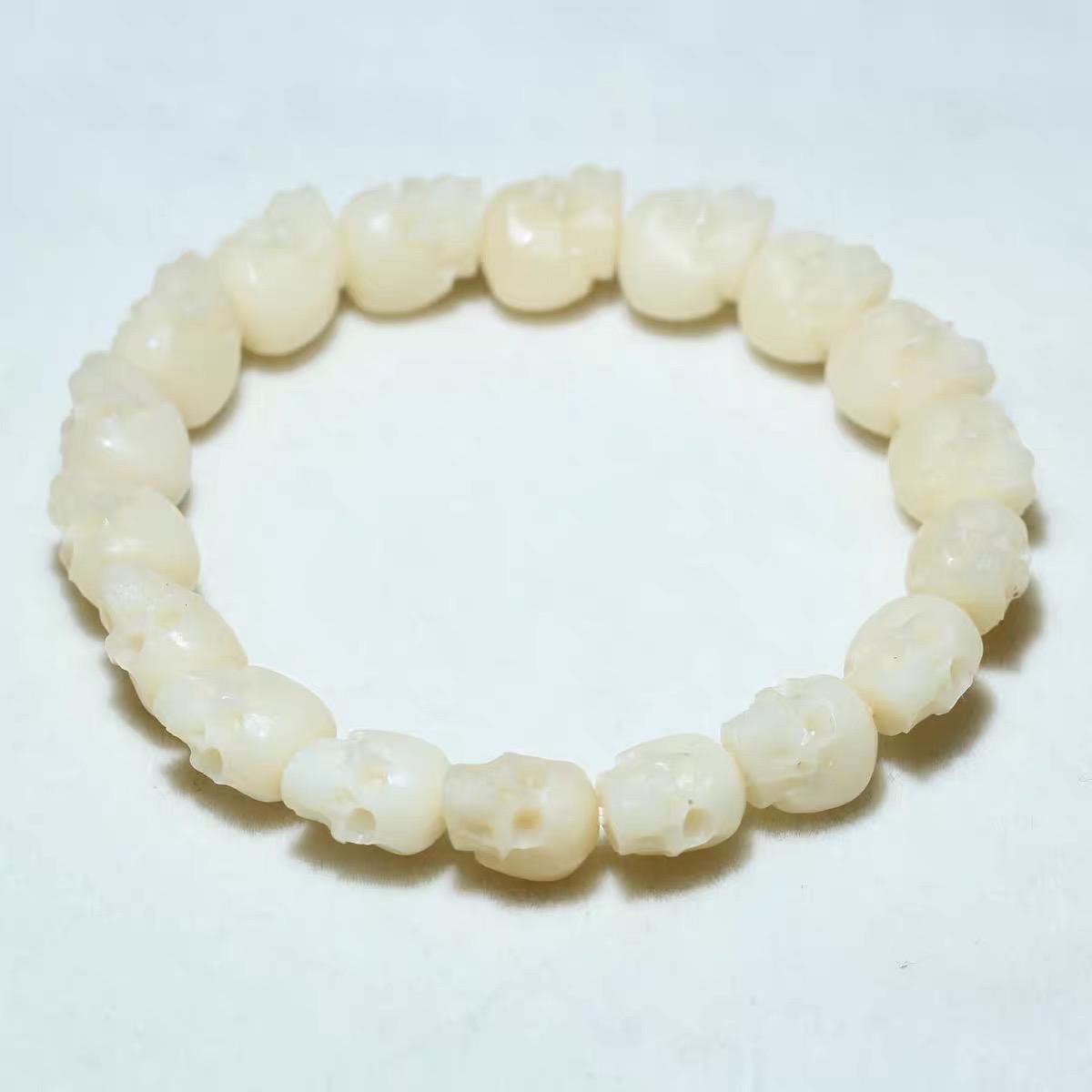 Handcrafted Tibetan Skull Mala Bracelet Reclaimed Yak Amulet Beads