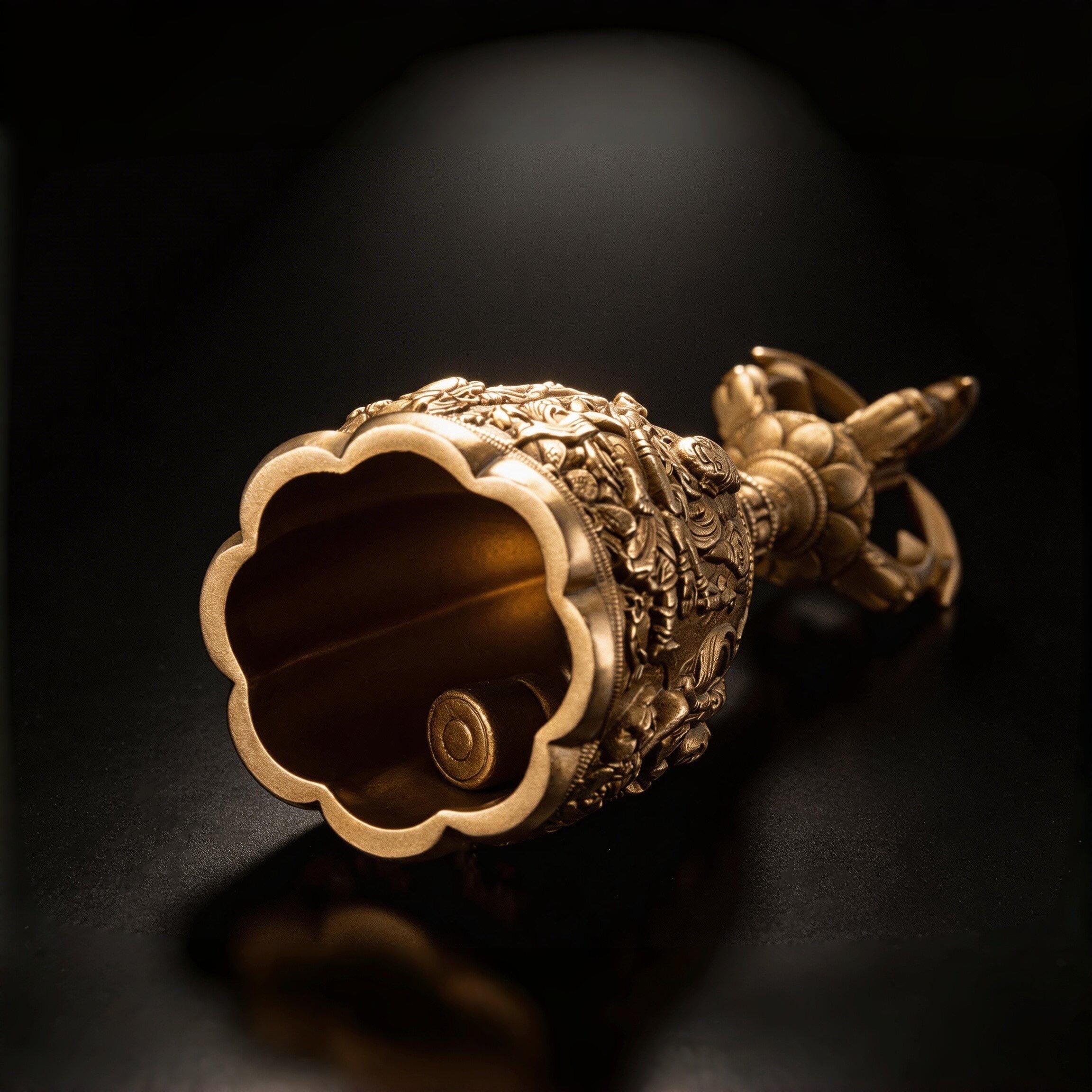 Tang Dynasty Vajra Bell, Museum Replica Nara National Museum, Four Heavenly Kings Brass Ghanta, Buddhist Meditation Sound Healing Ritual