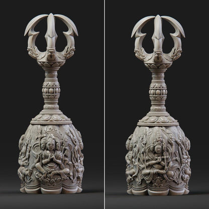 Tang Dynasty Vajra Bell, Museum Replica Nara National Museum, Four Heavenly Kings Brass Ghanta, Buddhist Meditation Sound Healing Ritual