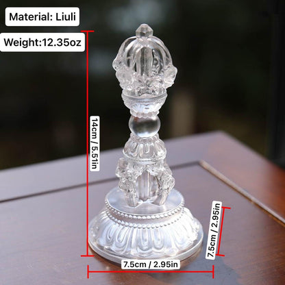 Liuli Vajra Pestle with Lotus Base, Chinese Buddhist Altar Decor, Colored Glaze Dorje Phurba, Feng Shui Meditation Ornament