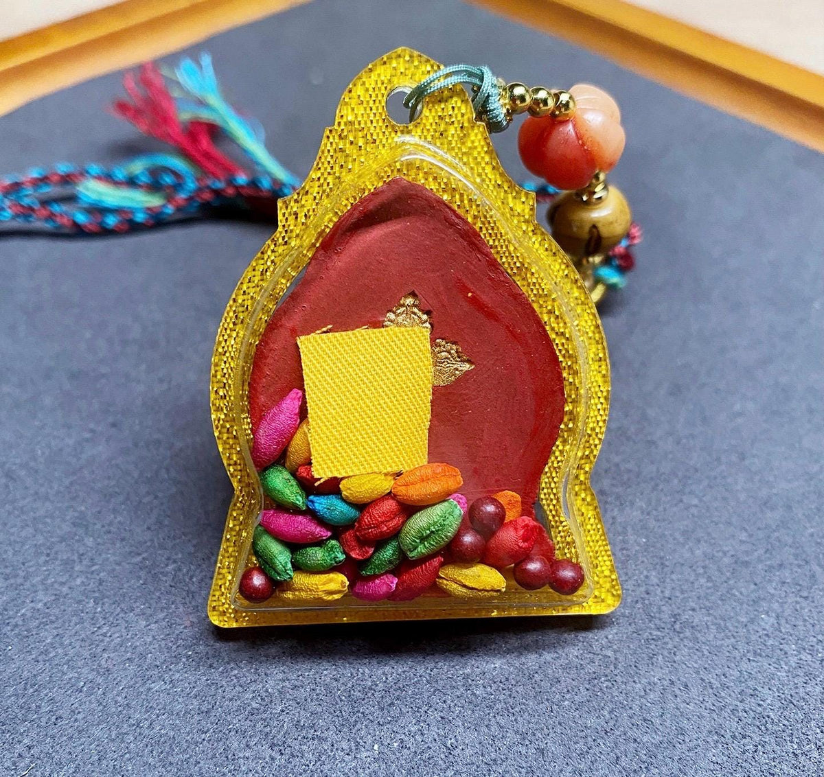 Handpainted Medicine Buddha Thangka Pendant, Mineral Pigment Tibetan Tsa Tsa Necklace, Buddhist Amulet Talisman Meditation Gift