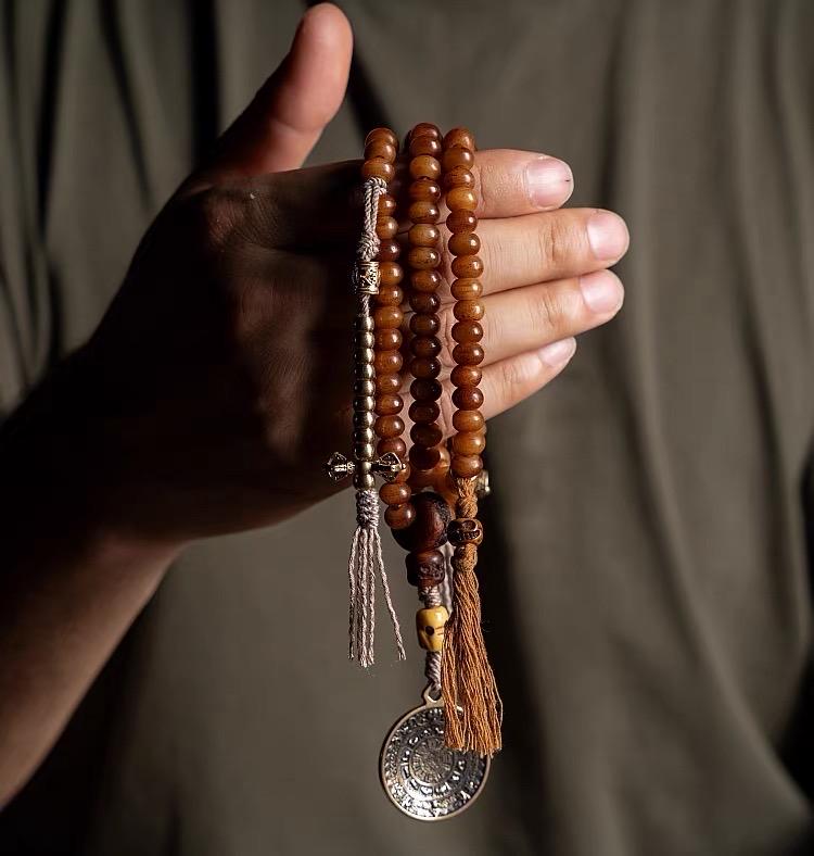 Yak Bone Mala Bracelet, 108 Prayer Beads Necklace, Tibetan Buddhist Gift