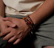 Stern-und-Mond-Bodhi-Wickelarmband mit Dzi-Akzentperlen