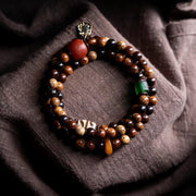 Star & Moon Bodhi Seed Wrap Bracelet | Handmade Buddhist Mala Bracelet | Multi Wrap Meditation Bracelet with Dzi Beads