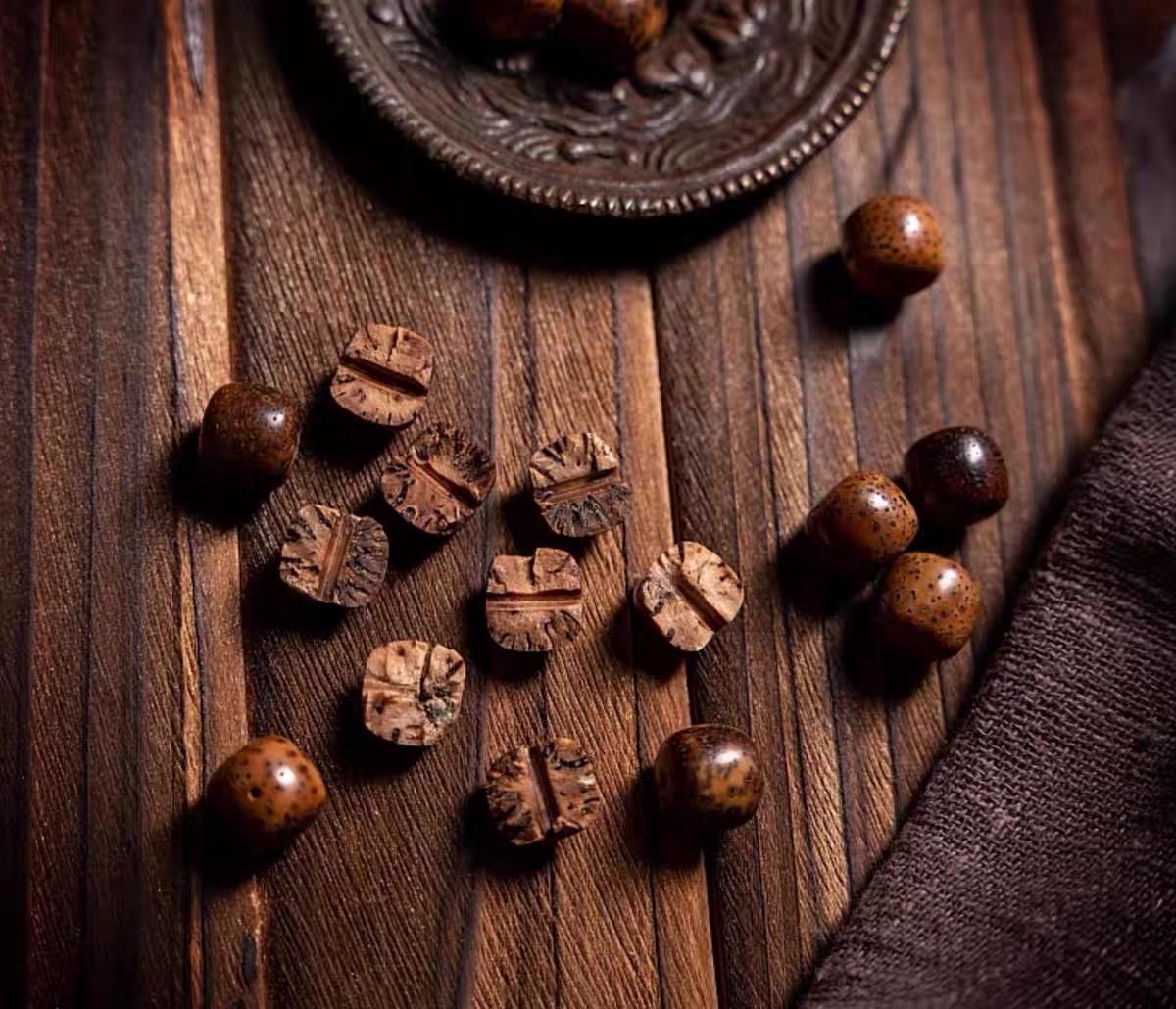 Aged Star & Moon Bodhi Seed Mala 108 Beads | Handmade Buddhist Prayer Beads | Meditation Necklace Wrap Bracelet