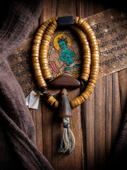 Tibetan Yak Mala Necklace – 108 Beads with Shell, Horn, Agate