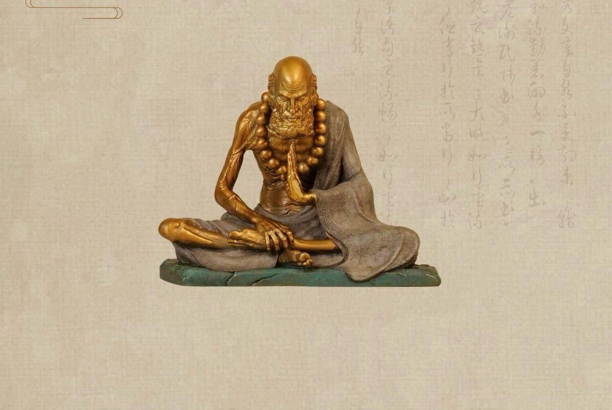 Bronze Meditating Daruma Statue Zen Buddhist Sculpture Office Desk Decor Original Brass Bodhidharma Figurine Spiritual Collectible Gift