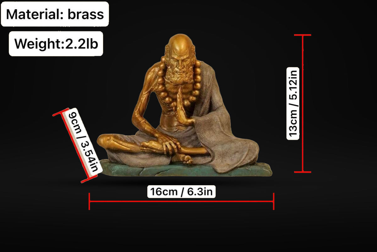 Meditierender Daruma Bodhidharma, Silber-Grau oder Patinagrün