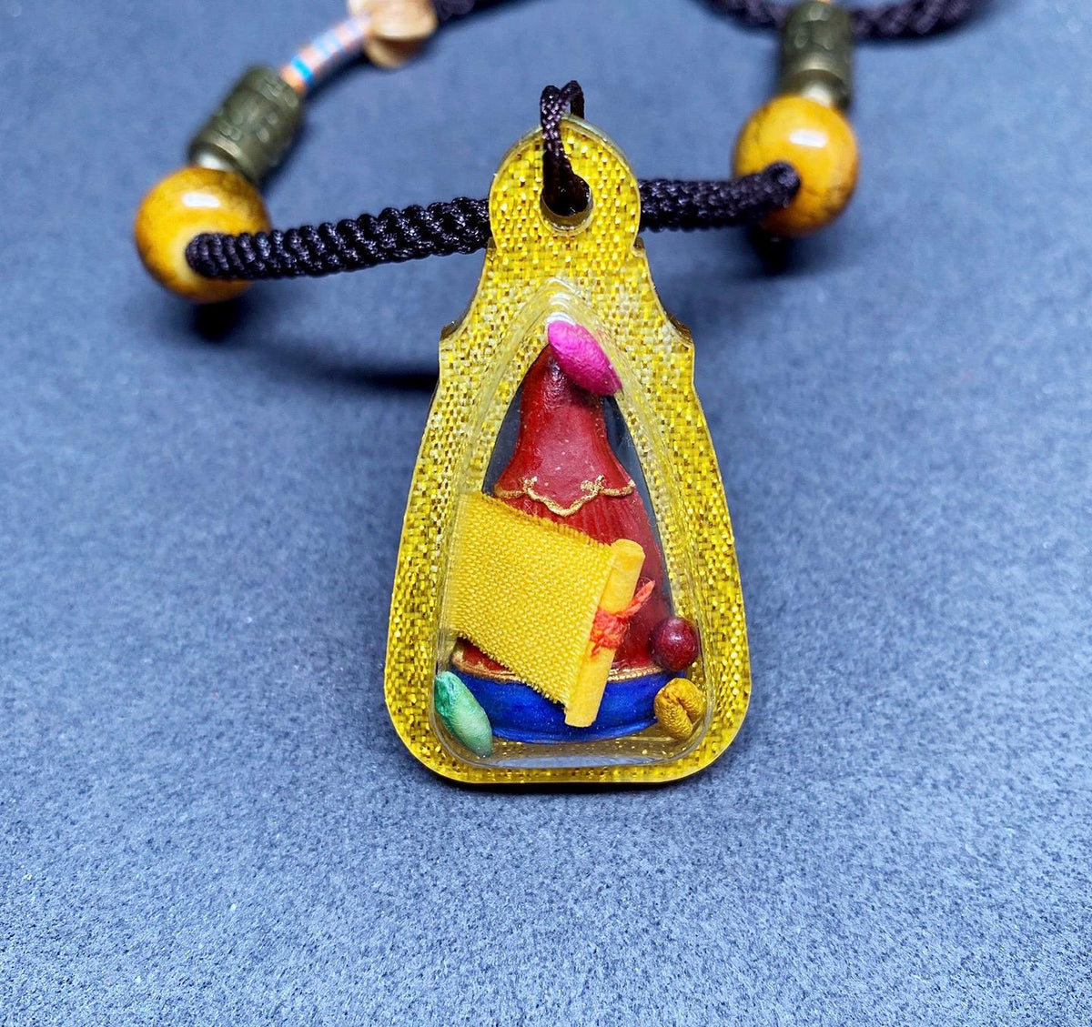 Hand-Painted Medicine Buddha Pendant Tibetan Tsa Tsa Necklace Mini Thangka Amulet Genuine Mineral Pigments Sacred Himalayan Spiritual Gift