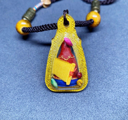 Hand-Painted Medicine Buddha Pendant Tibetan Tsa Tsa Necklace Mini Thangka Amulet Genuine Mineral Pigments Sacred Himalayan Spiritual Gift