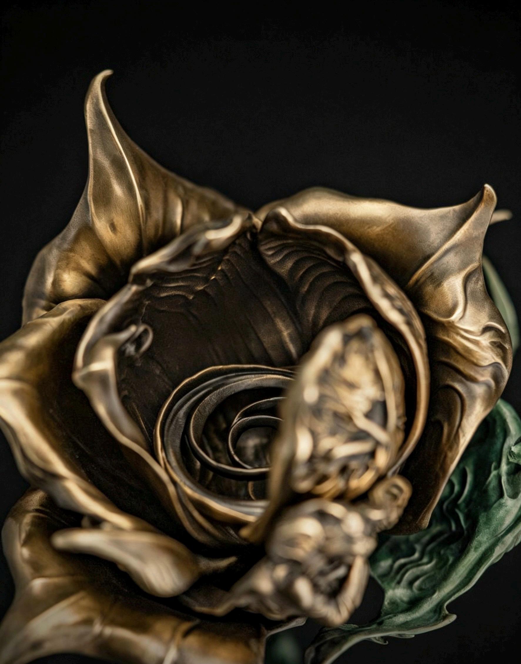 Antique Bronze & 925 Sterling Silver Rose Incense Burner, Luxury Rose Sculpture Home Decor, Aesthetic Incense Cone Holder, Gift for Her
