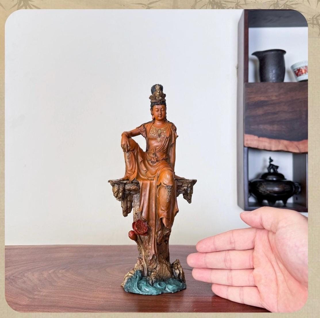 Solid Brass Guanyin Statue, Buddhist Avalokiteshvara Sculpture, Zen Home Decor, Mindfulness Meditation Altar, Feng Shui Gift, Bodhisattva