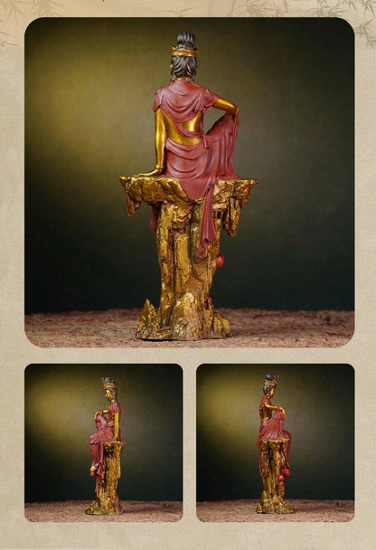 Solid Brass Guanyin Statue, Buddhist Avalokiteshvara Sculpture, Zen Home Decor, Mindfulness Meditation Altar, Feng Shui Gift, Bodhisattva