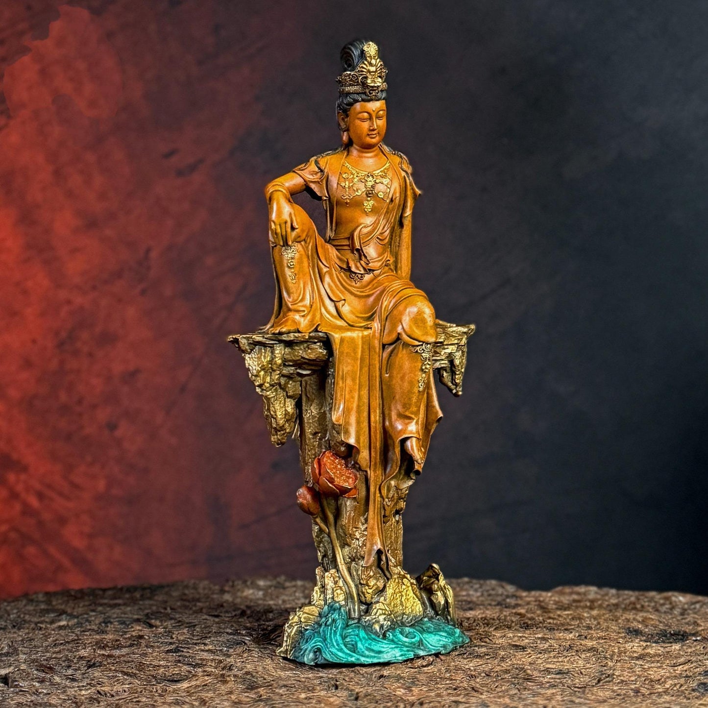Solid Brass Guanyin Statue, Buddhist Avalokiteshvara Sculpture, Zen Home Decor, Mindfulness Meditation Altar, Feng Shui Gift, Bodhisattva