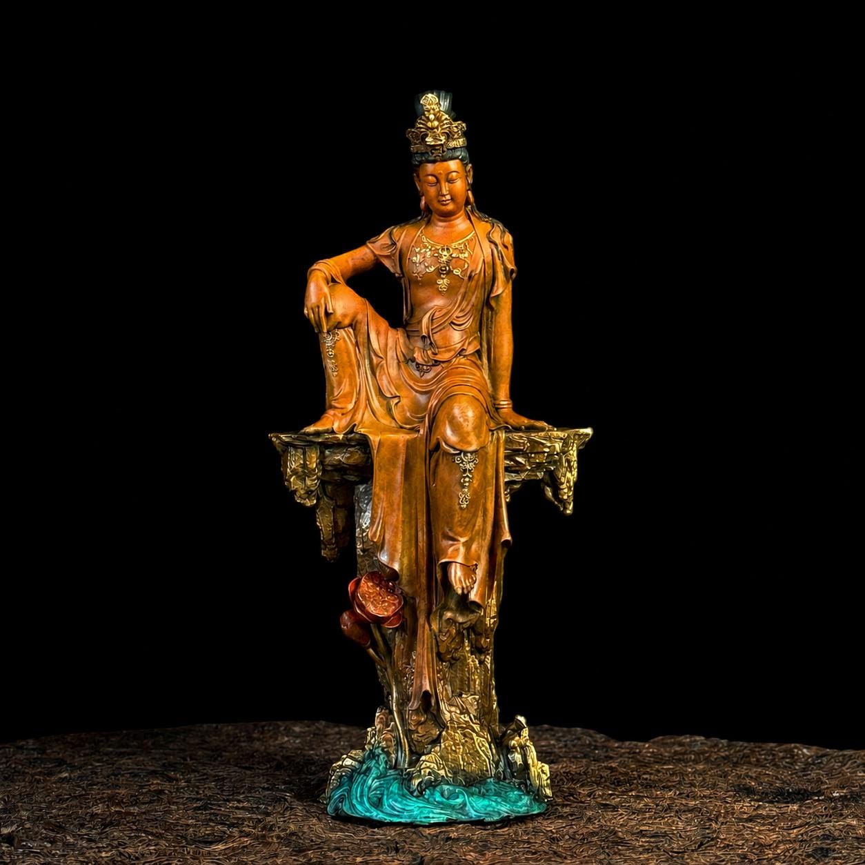 Solid Brass Guanyin Statue, Buddhist Avalokiteshvara Sculpture, Zen Home Decor, Mindfulness Meditation Altar, Feng Shui Gift, Bodhisattva