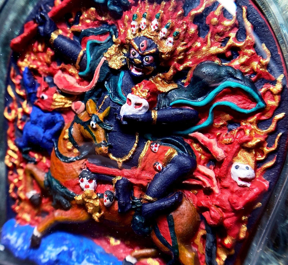 Hand Painted Palden Lhamo Thangka Pendant, Tibetan Tsa Tsa Amulet Necklace, Mineral Pigments Buddhist Talisman, Shri Devi Protection Gift