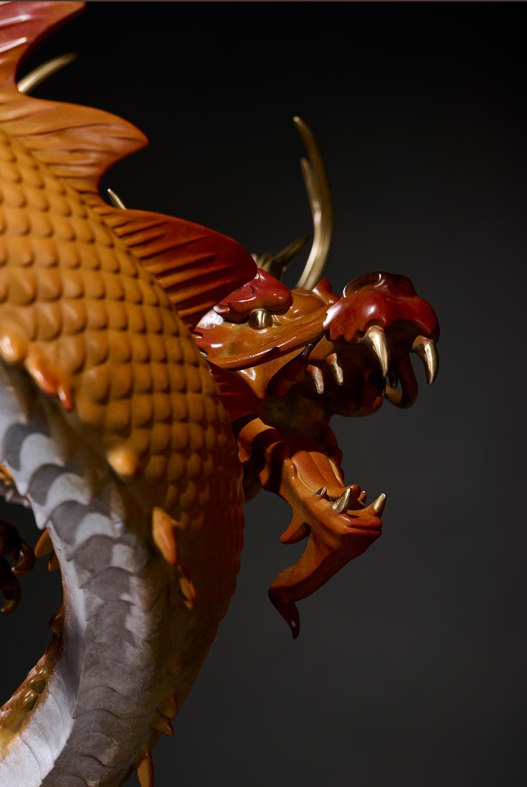 Chinese Brass Dragon Statue, Feng Shui Water Dragon Sculpture for Wealth, Neo-Chinese Living Room Decor, Luxury Office Desk Gift
