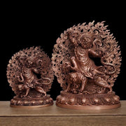 Tibetan Brass Wrathful Guru Rinpoche Statue, Padmasambhava Buddha Figure for Home Altar Shrine, Protective Car Mascot Ornament Gift