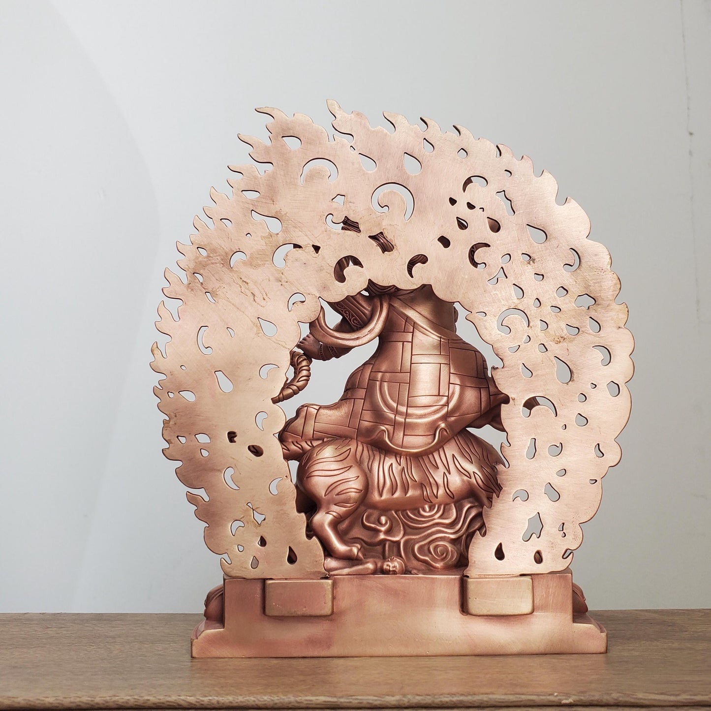 Tibetan Brass Wrathful Guru Rinpoche Statue, Padmasambhava Buddha Figure for Home Altar Shrine, Protective Car Mascot Ornament Gift