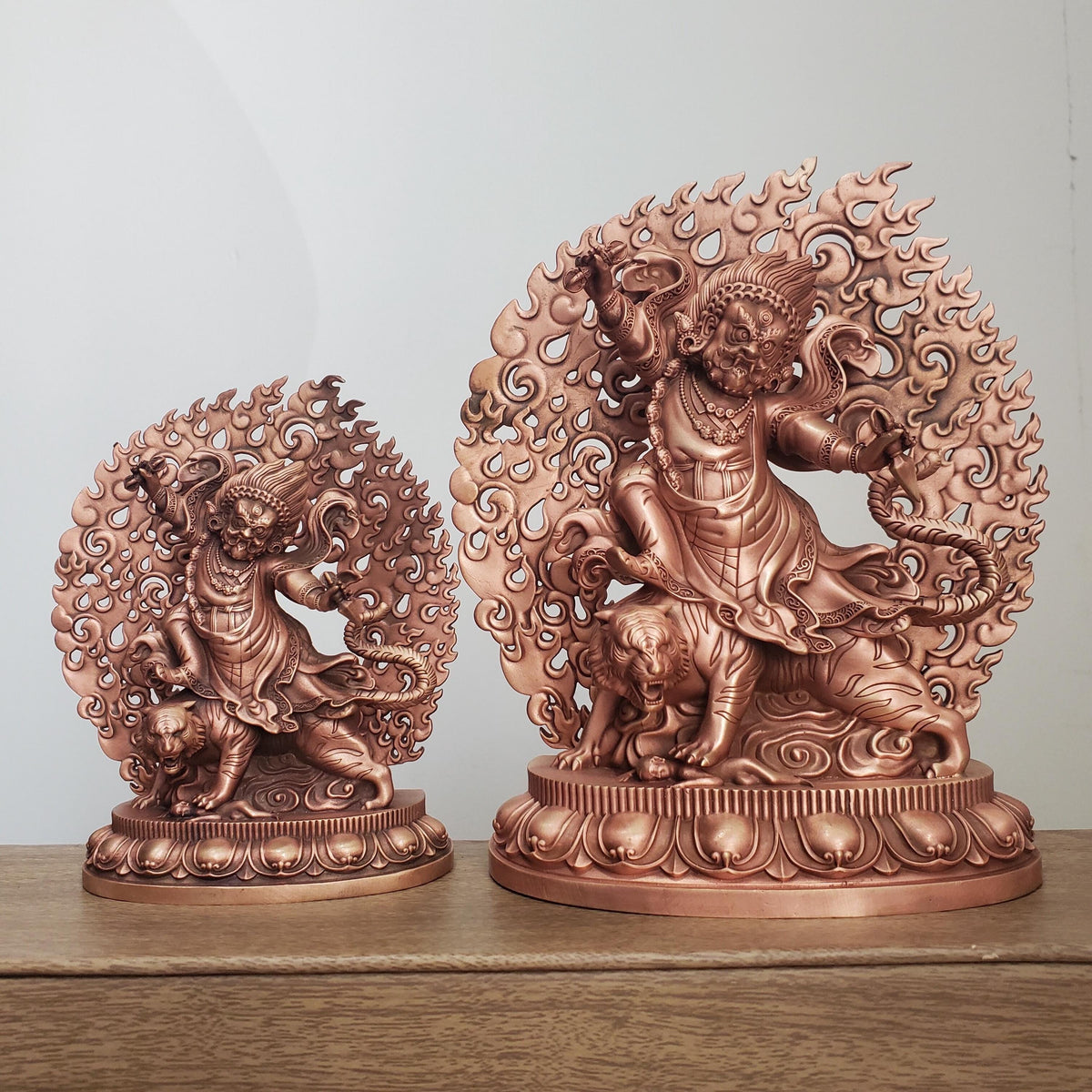 Tibetan Brass Wrathful Guru Rinpoche Statue, Padmasambhava Buddha Figure for Home Altar Shrine, Protective Car Mascot Ornament Gift