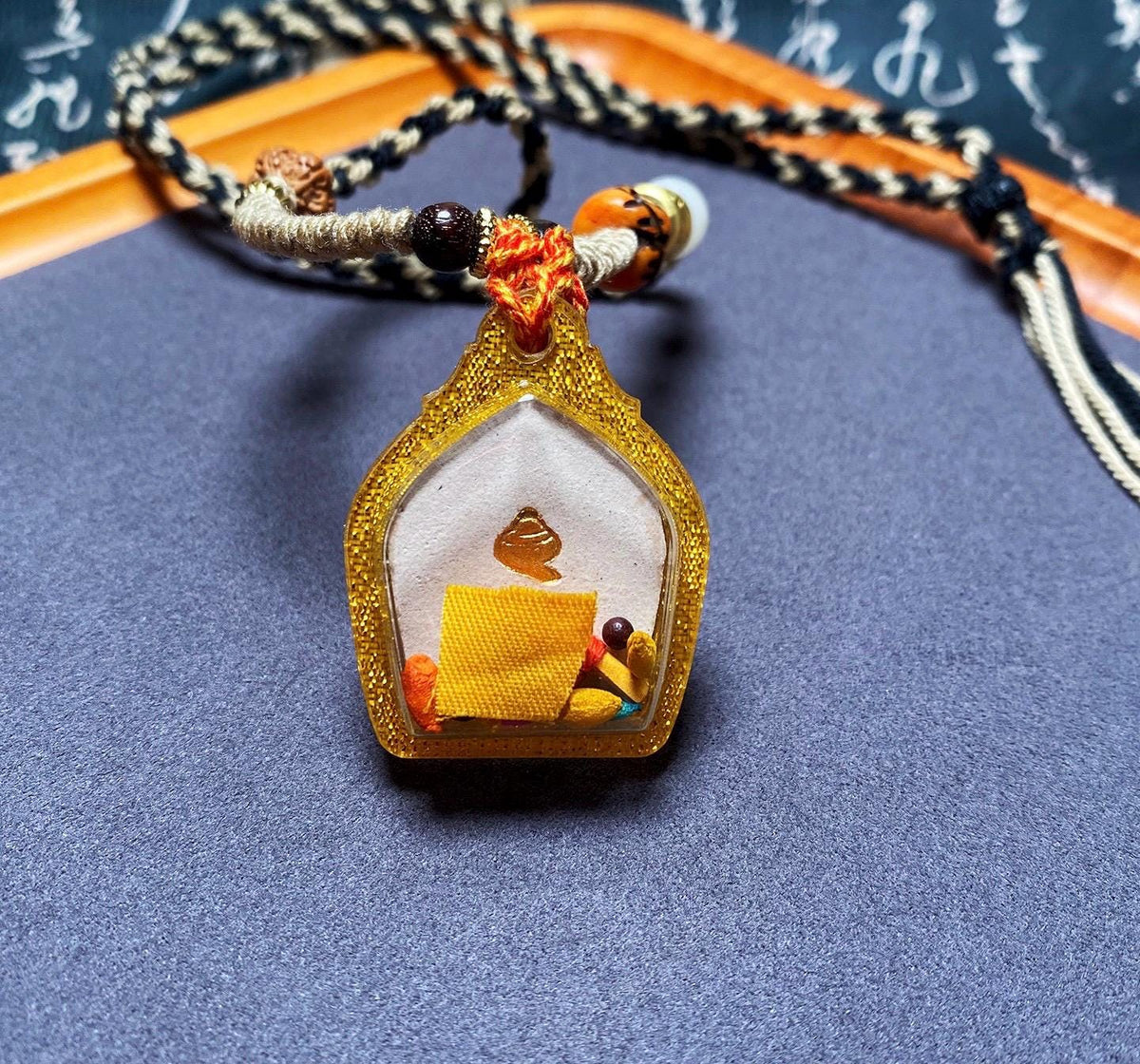 Hand Painted Palden Lhamo Tsa Tsa Pendant, Tibetan Buddhist Holy Ash Medicinal Amulet, Miniature Thangka Necklace, Meditation Protection