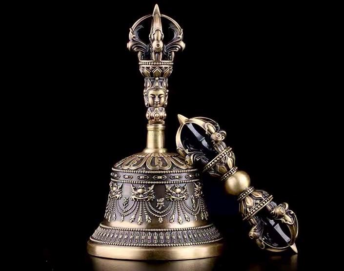 Handcrafted Tibetan Vajra Bell & Dorje Set | Brass Buddhist Ritual Bell | Meditation Altar Tool | Vajrayana Practice Instrument