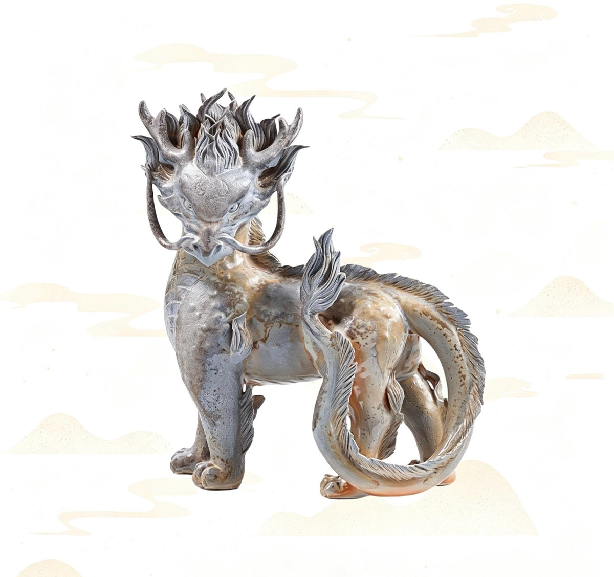 Handcrafted Ceramic Qilin Pixiu Tea Pet, Jingdezhen Mystical Beast Statue, Creative Wealth Feng Shui Ornament, Old Money Home Decor Gift