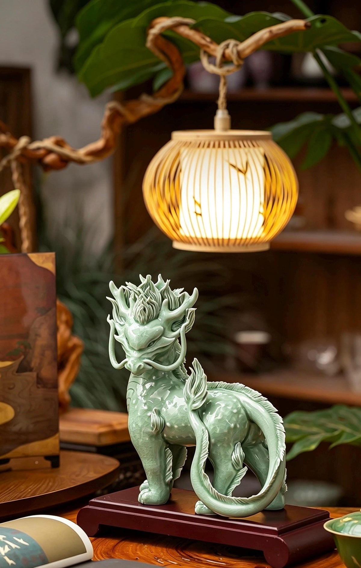Handcrafted Ceramic Qilin Pixiu Tea Pet, Jingdezhen Mystical Beast Statue, Creative Wealth Feng Shui Ornament, Old Money Home Decor Gift