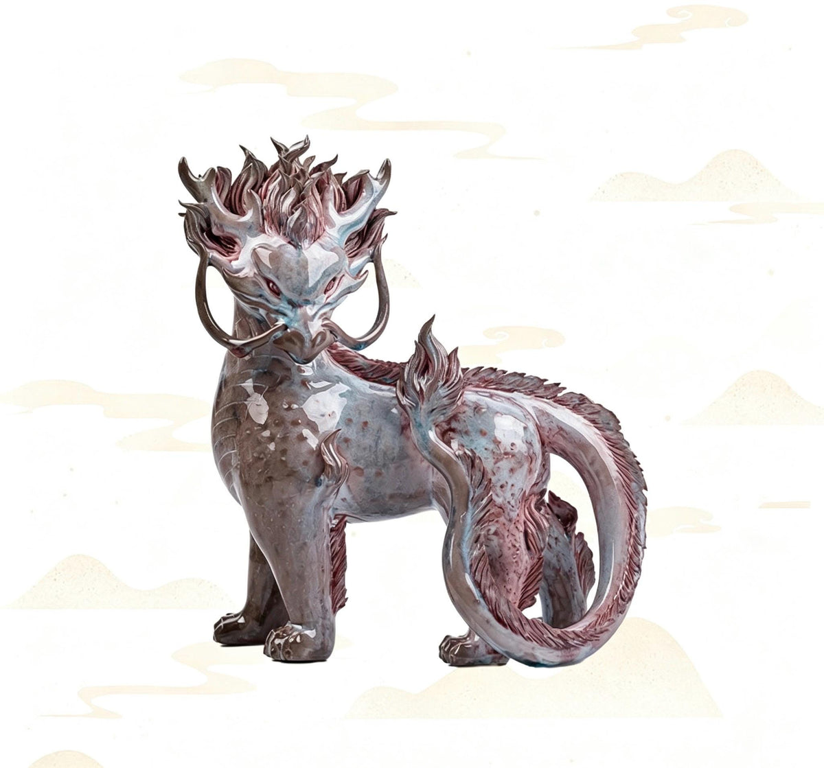 Handcrafted Ceramic Qilin Pixiu Tea Pet, Jingdezhen Mystical Beast Statue, Creative Wealth Feng Shui Ornament, Old Money Home Decor Gift