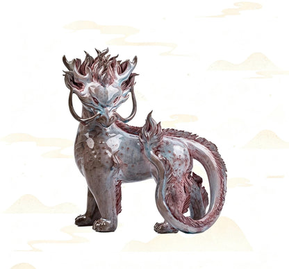 Handcrafted Ceramic Qilin Pixiu Tea Pet, Jingdezhen Mystical Beast Statue, Creative Wealth Feng Shui Ornament, Old Money Home Decor Gift
