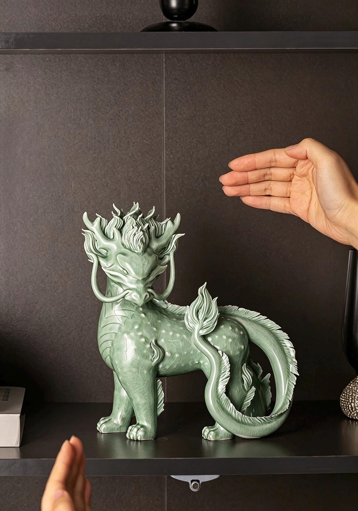 Handcrafted Ceramic Qilin Pixiu Tea Pet, Jingdezhen Mystical Beast Statue, Creative Wealth Feng Shui Ornament, Old Money Home Decor Gift