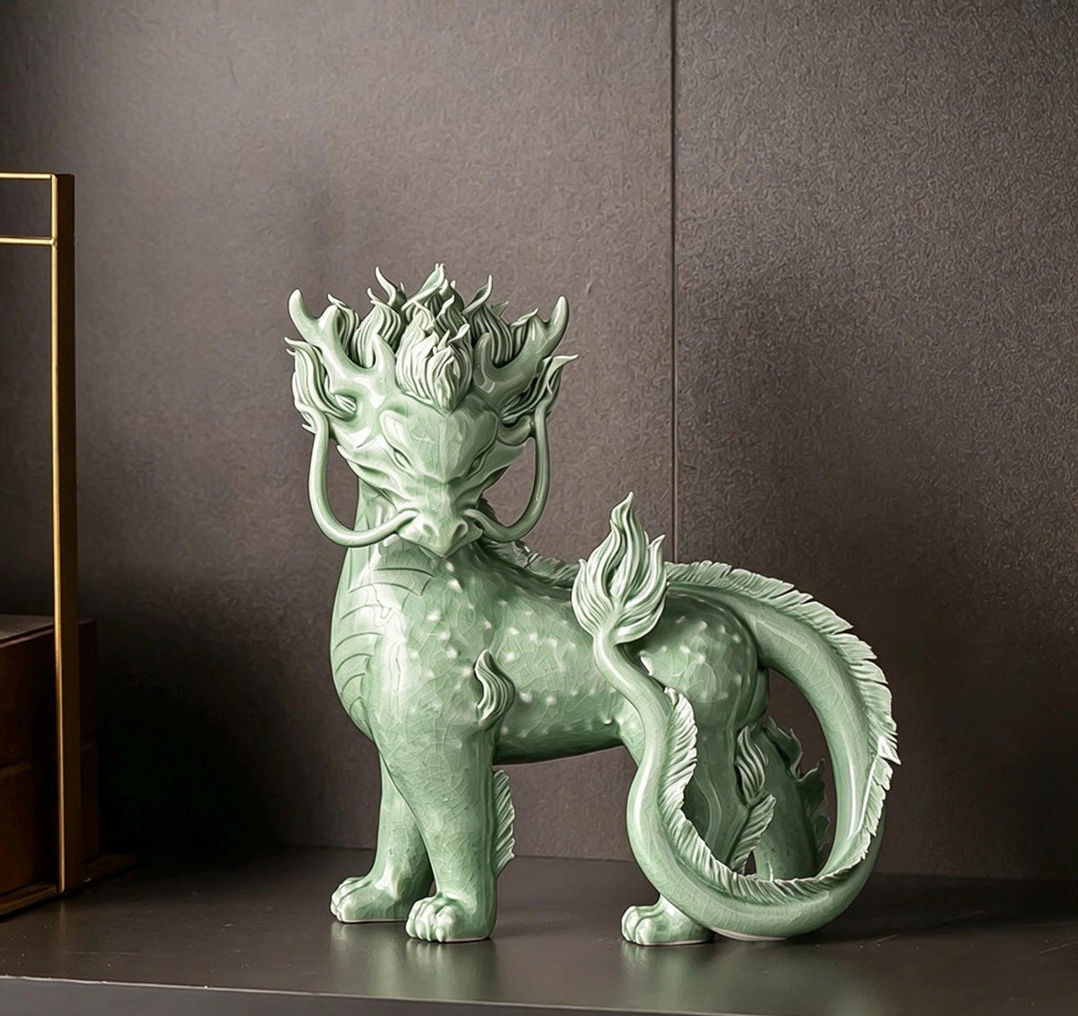 Handcrafted Ceramic Qilin Pixiu Tea Pet, Jingdezhen Mystical Beast Statue, Creative Wealth Feng Shui Ornament, Old Money Home Decor Gift