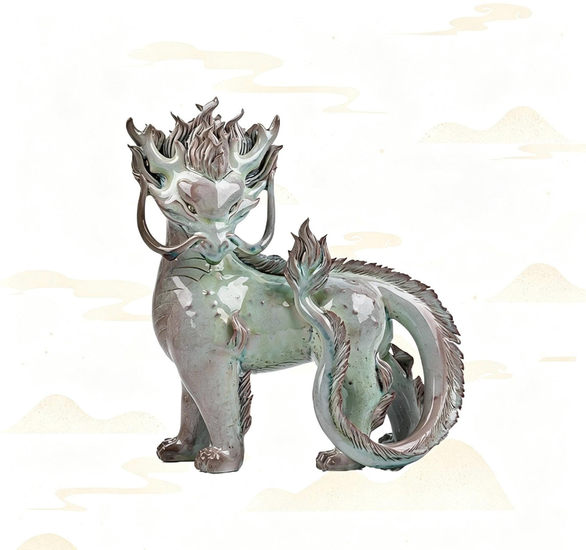 Handcrafted Ceramic Qilin Pixiu Tea Pet, Jingdezhen Mystical Beast Statue, Creative Wealth Feng Shui Ornament, Old Money Home Decor Gift