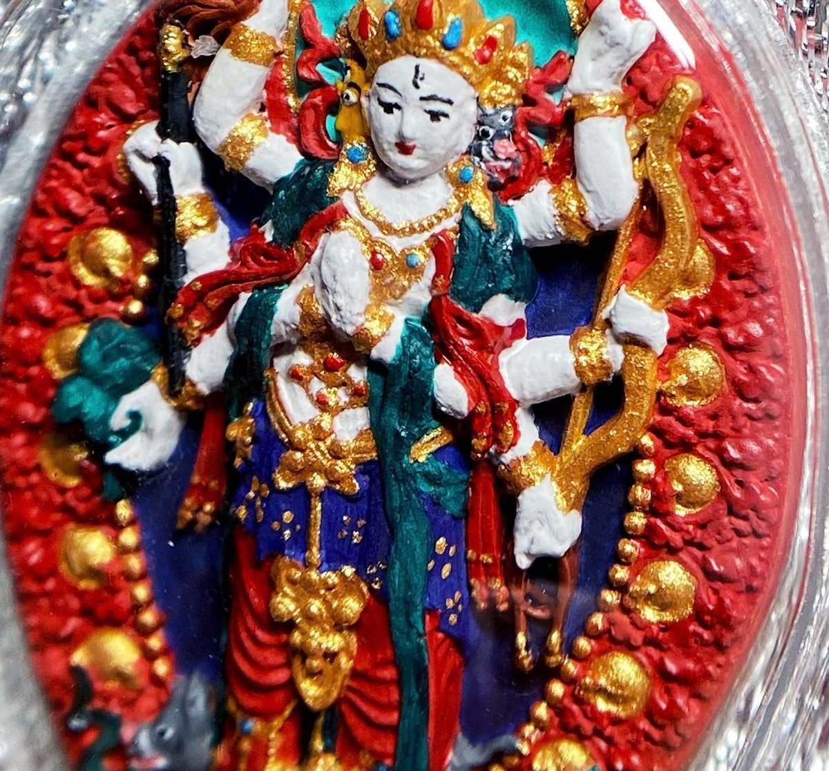 Handpainted Marici Thangka Pendant, Mineral Pigment Tibetan Gau Box Amulet, Sacred Buddhist Talisman, Unique Spiritual Gift for Him Her