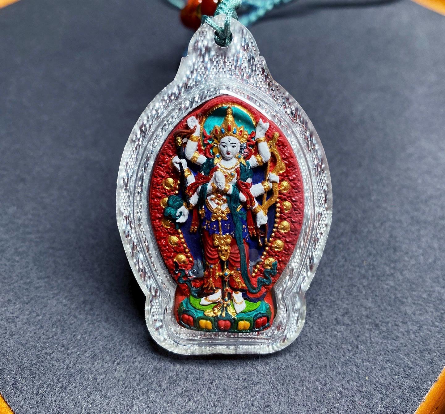 Handpainted Marici Thangka Pendant, Mineral Pigment Tibetan Gau Box Amulet, Sacred Buddhist Talisman, Unique Spiritual Gift for Him Her