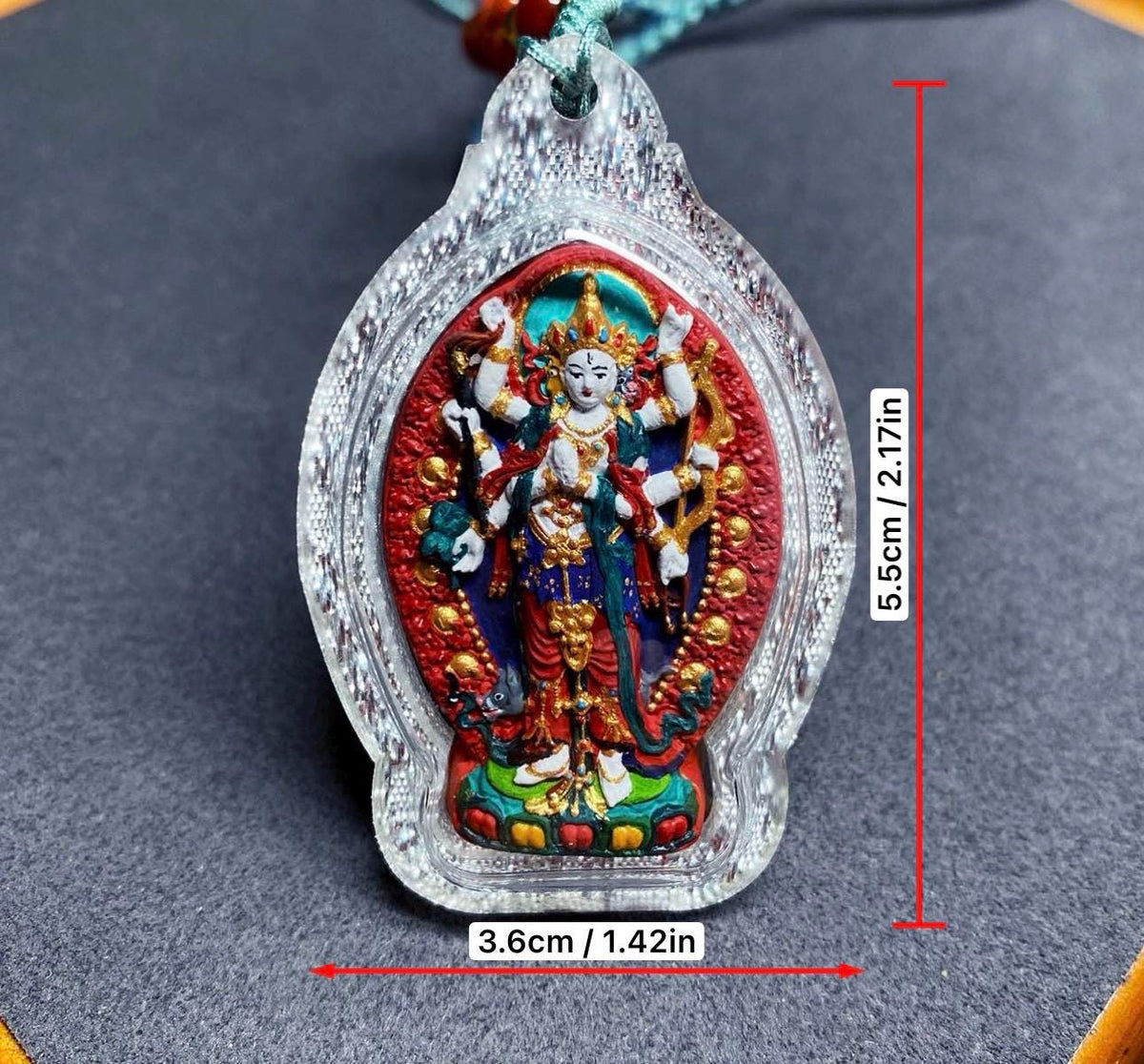 Handpainted Marici Thangka Pendant, Mineral Pigment Tibetan Gau Box Amulet, Sacred Buddhist Talisman, Unique Spiritual Gift for Him Her