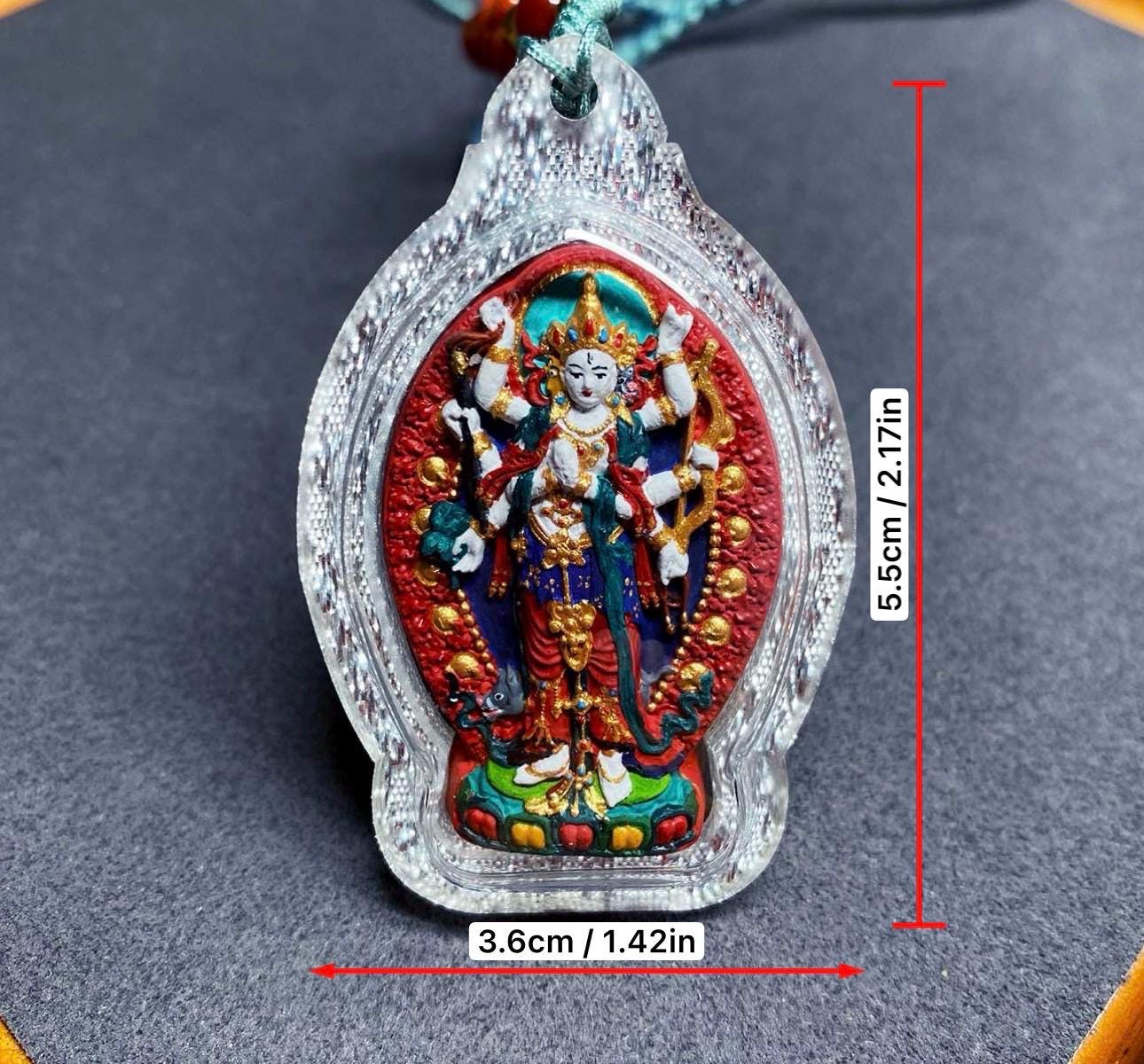 Handpainted Marici Thangka Pendant, Mineral Pigment Tibetan Gau Box Amulet, Sacred Buddhist Talisman, Unique Spiritual Gift for Him Her