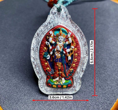 Handpainted Marici Thangka Pendant, Mineral Pigment Tibetan Gau Box Amulet, Sacred Buddhist Talisman, Unique Spiritual Gift for Him Her
